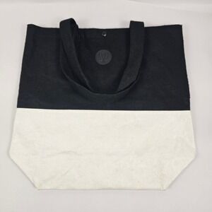 Lululemon White/Black Felt Tyvek Reusable Shopping Tote Bag with Black Logo